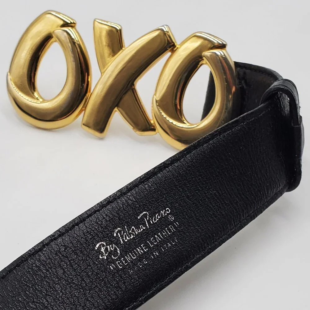 Paloma Picasso OXO Signature Black Leather Belt